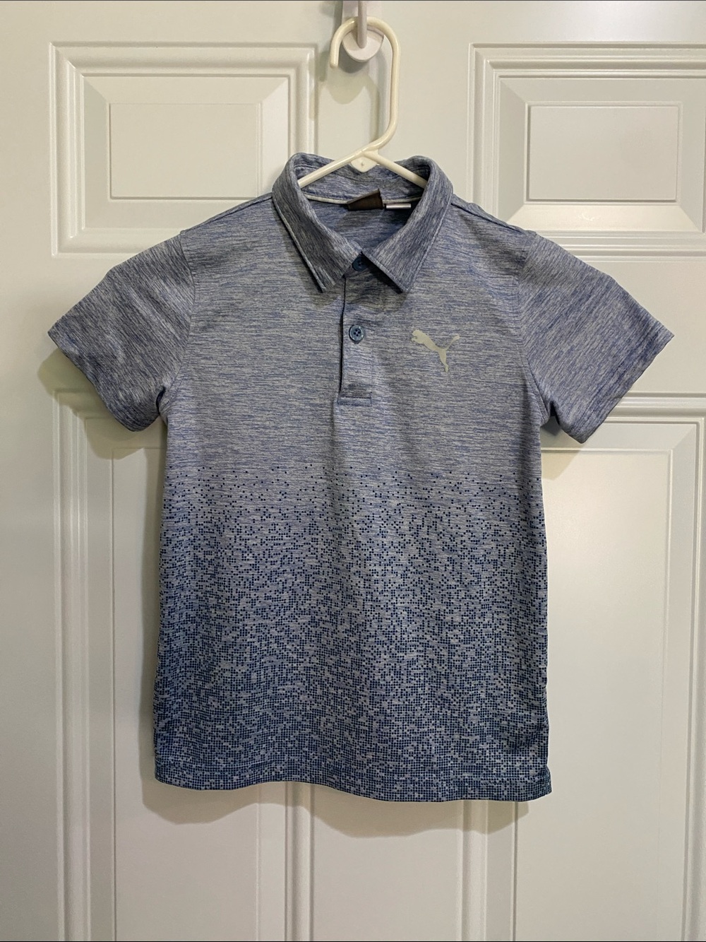 Puma Boys' Heather Blue Polo with Pixel Gradient
